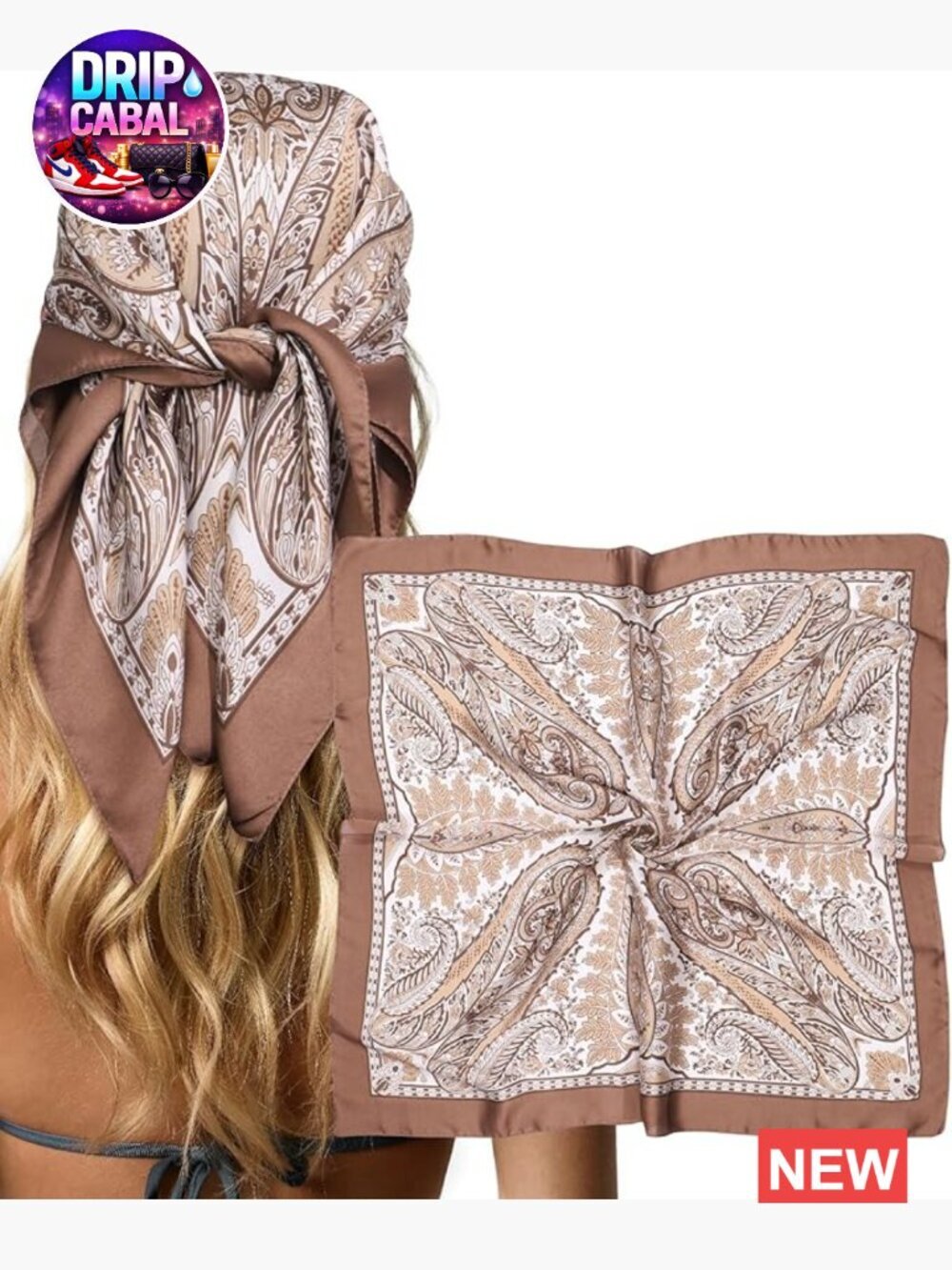 27.5" Satin Head Scarf Bandana Square Hair Wrap for Women